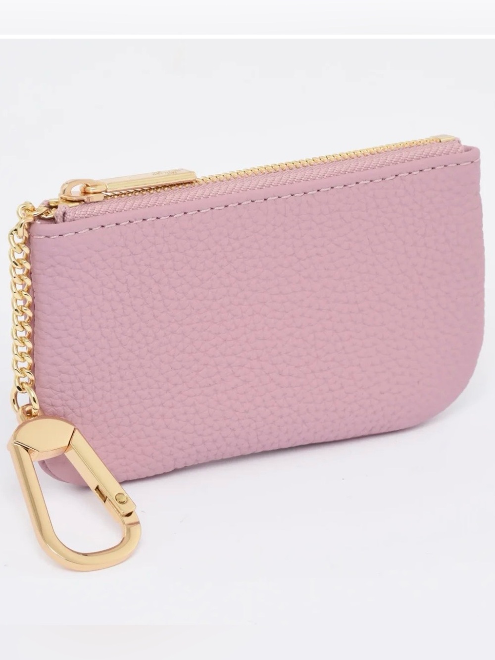 NWOT Dress Up Your Purse Togo Leather Key Pouch in Dusty Pink/Gold Hardware